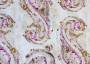 Портьерная ткань рогожка CACHEMIRE узор огурцы бежево-розового цвета (раппорт 23х45см)