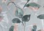 Портьерная ткань рогожка TIMELESS голубые листья в стиле акварель (раппорт 65х69см)