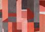 Портьерная ткань рогожка WYNBERG абстрактный рисунок в красных, оранжевых, серых тонах (раппорт 34х34см)