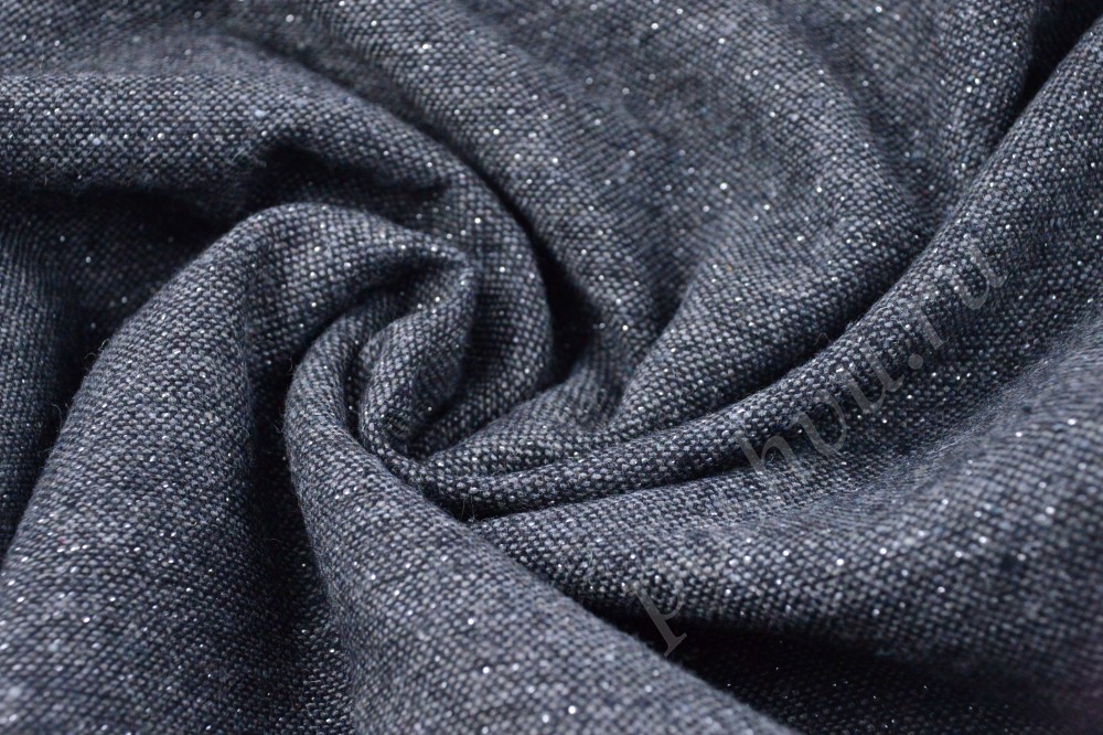 Стильная костюмная ткань серого цвета с вкраплением блестящего волокна со скидкой