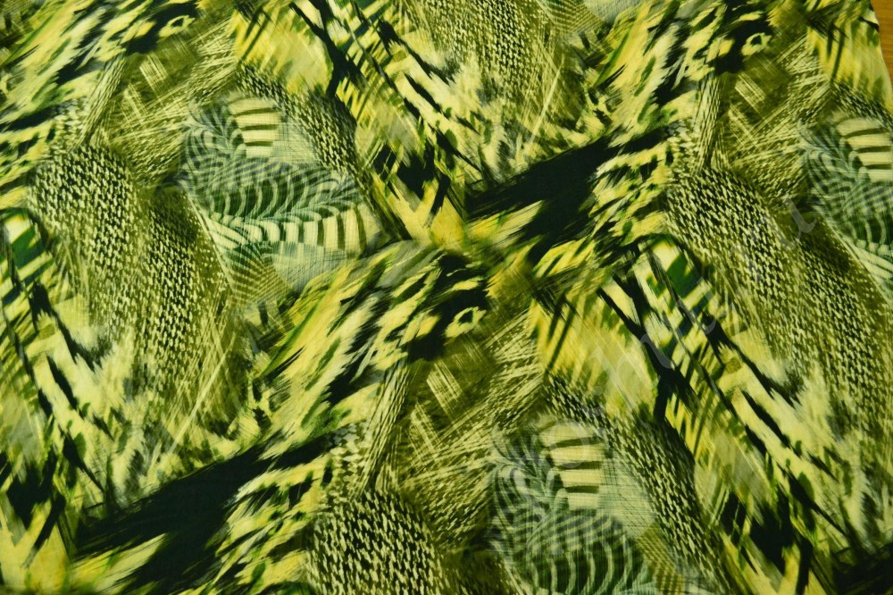 Ткань шерстяной трикотаж в узор оливково-зеленого оттенка