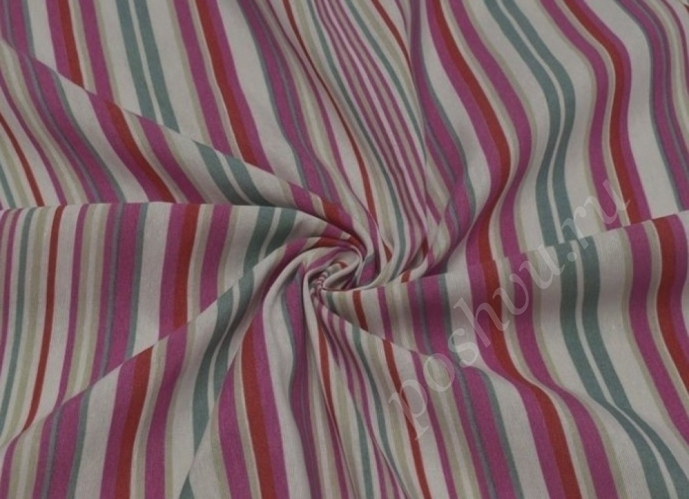 Скатертная ткань в разноцветную полоску