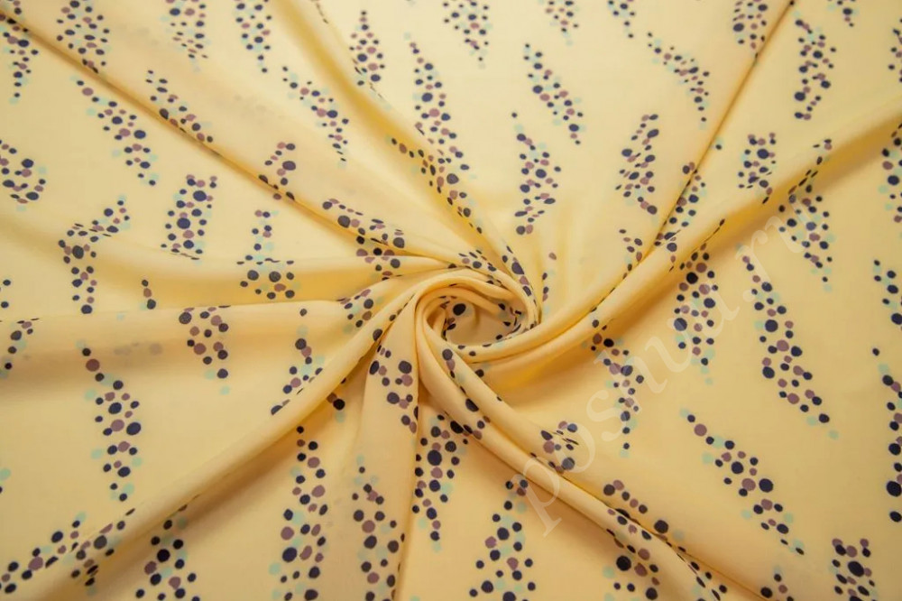 Блузочно-плательная ткань на желтом фоне принт "Шарики"(120г/м2)