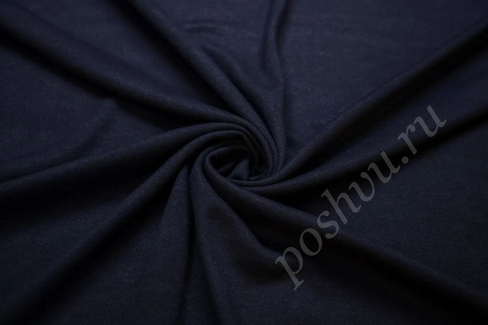 Трикотажная двухсторонняя ткань темно-синего цвета (293г/м2)