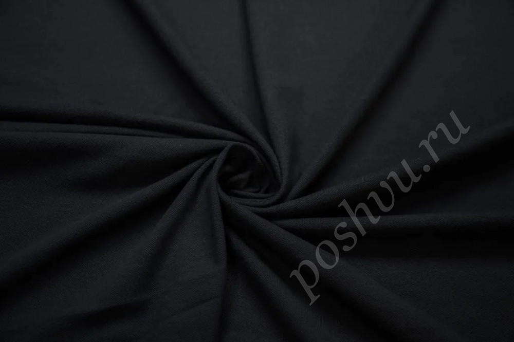 Трикотажная ткань Пике черного цвета (215г/м2)