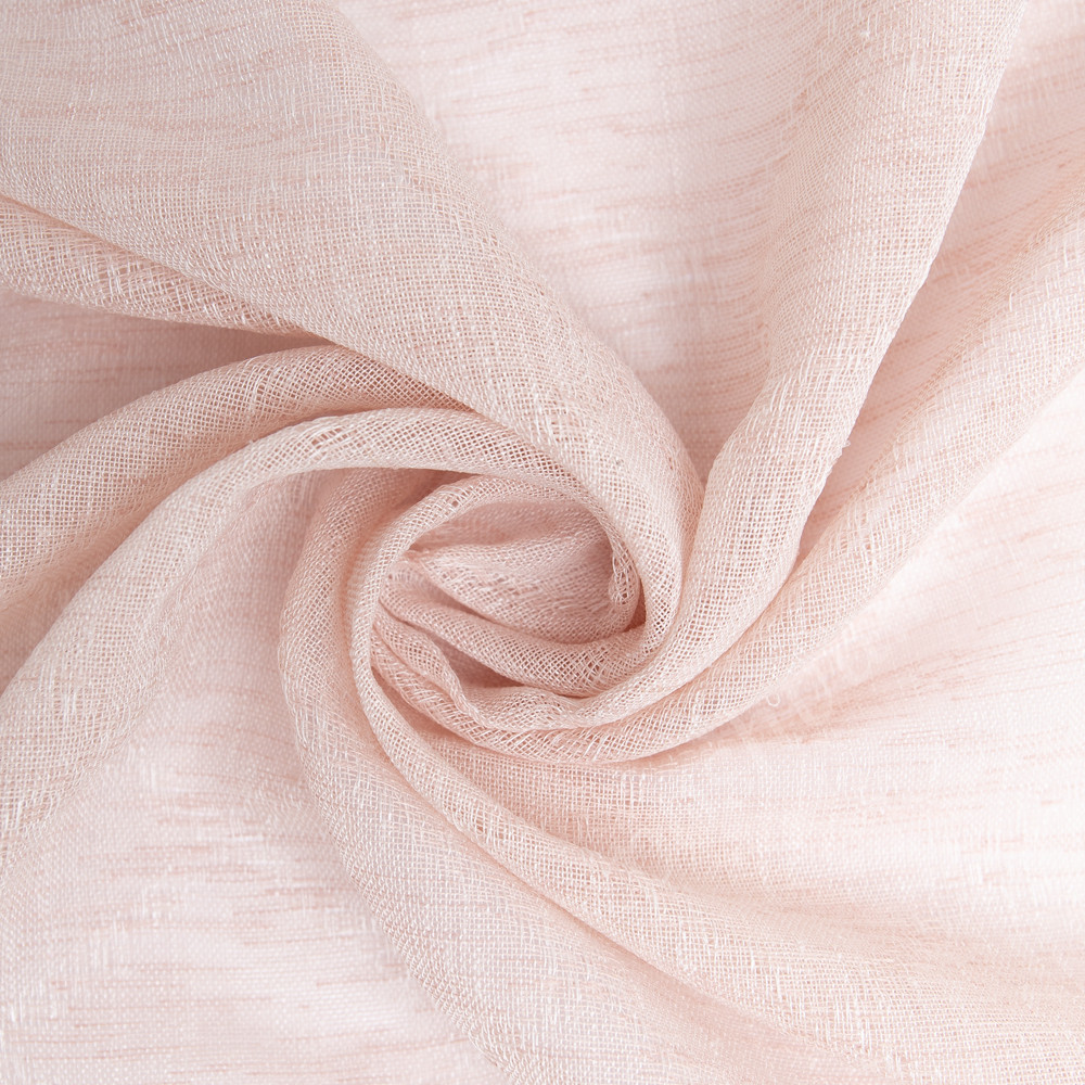 Ткань для штор под лен DARINA персикового цвета с выработкой, с утяжелителем выс.300см