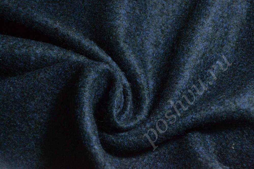 Ткань пальтовка чёрно-синего цвета