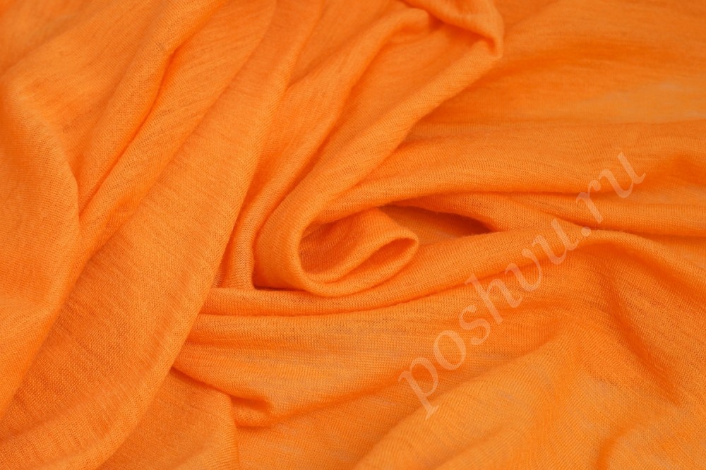 Трикотажная однотонная ткань оранжевого оттенка