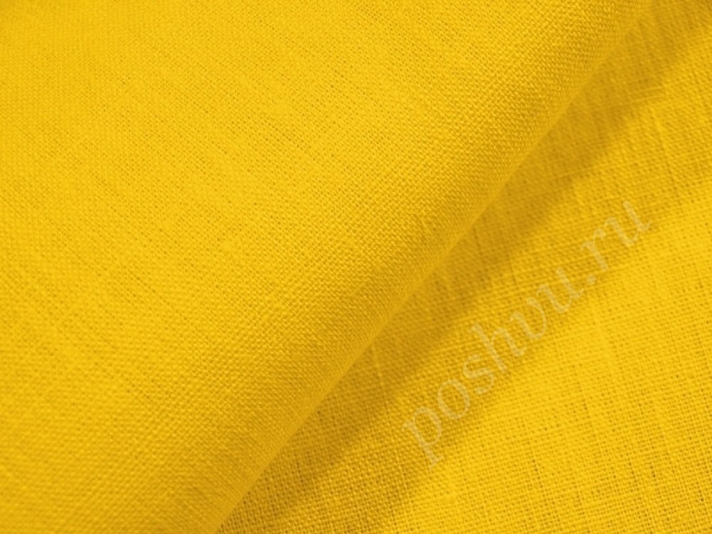 Интерьерная льняная ткань желтого цвета