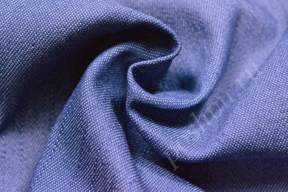 Ткань джинса-коттон синего цвета