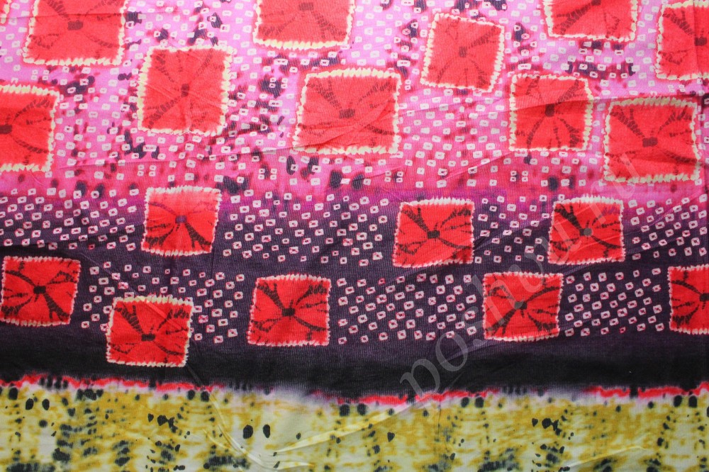 Трикотажная ткань пурпурно-розового цвета в геометрический узор
