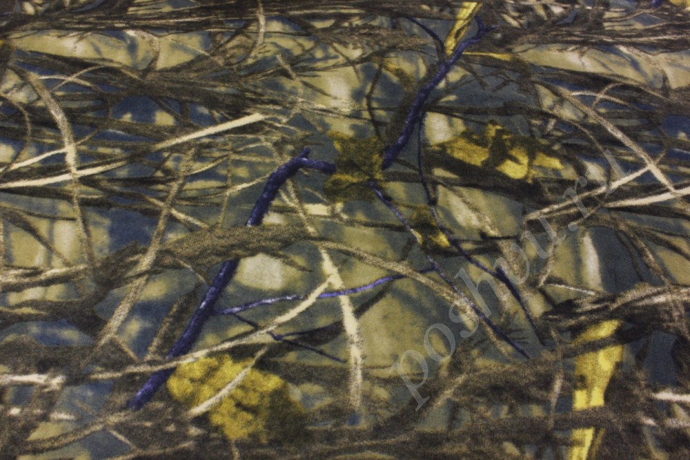 Флис-полартек на меху оливкового цвета с флористическим узором