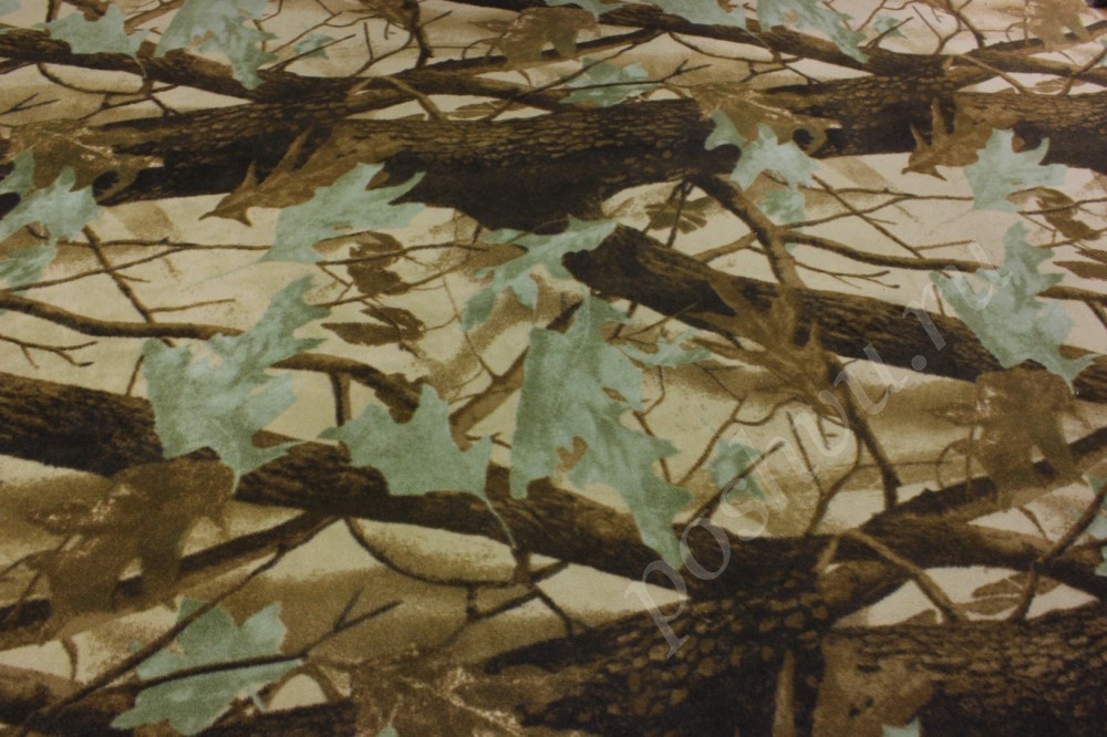 Флис-полартек на меху с принтом в виде кленовых ветвей