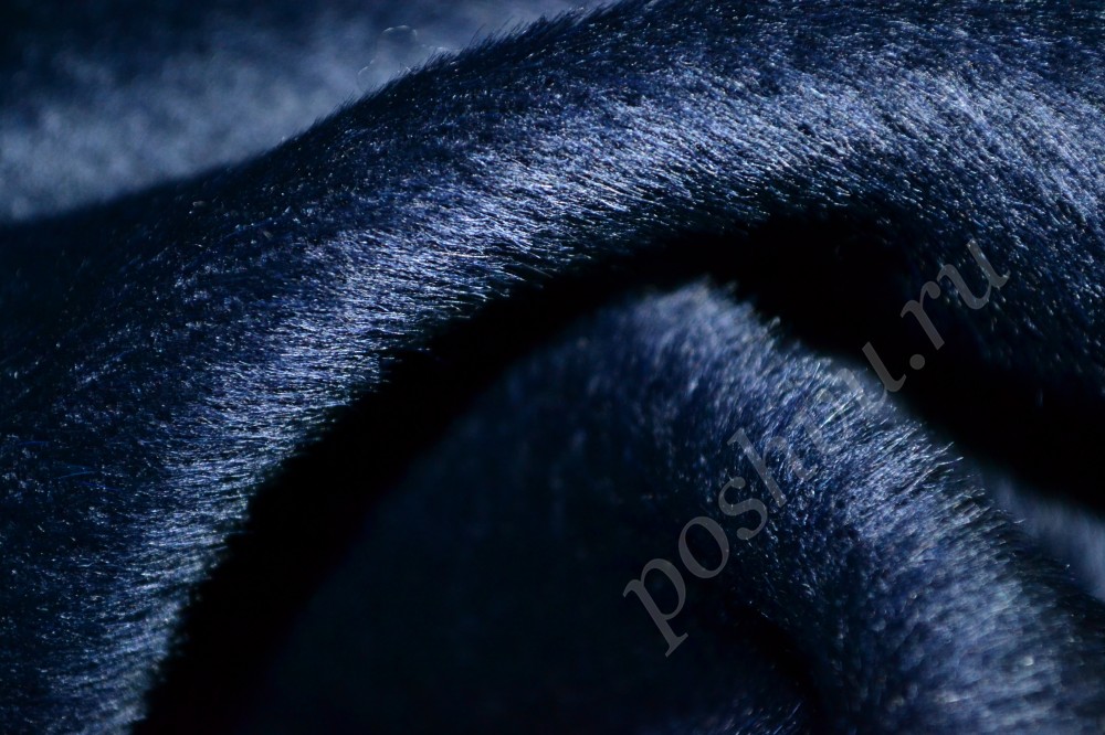 Пальтовая ткань синяя ворсовая