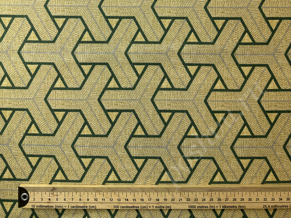 Портьерная ткань рогожка FITZ геометрический узор бежевого цвета (раппорт 7х12см)