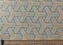 Портьерная ткань рогожка FITZ геометрический узор бежевого цвета с бирюзовым контуром (раппорт 7х12см)