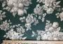 Портьерная ткань рогожка HENRIETTA цветы и фрукты на изумрудном фоне в английском стиле (раппорт 66х70см)