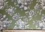 Портьерная ткань рогожка HENRIETTA цветы и фрукты на зеленом фоне в английском стиле (раппорт 66х70см)