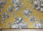 Портьерная ткань рогожка HENRIETTA цветы и фрукты на желтом фоне в английском стиле (раппорт 66х70см)