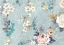 Портьерная ткань рогожка LEXINTGON цветы на голубом фоне (раппорт 68х135см)