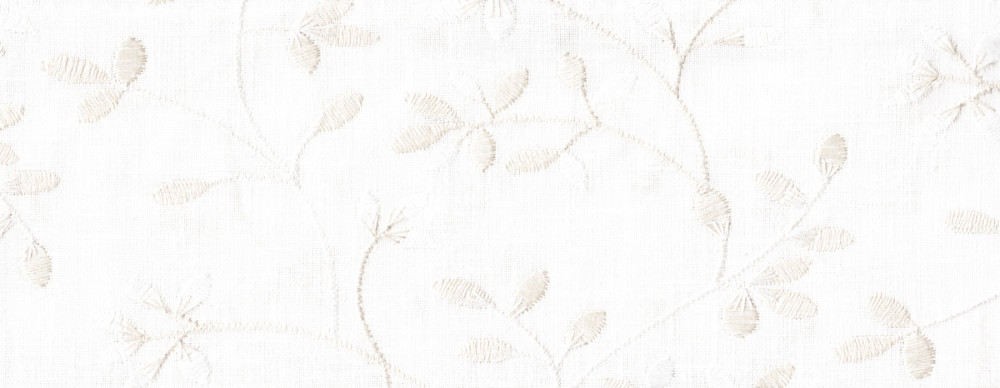 Портьерная ткань с вышивкой SERUM палевые веточки на белом фоне