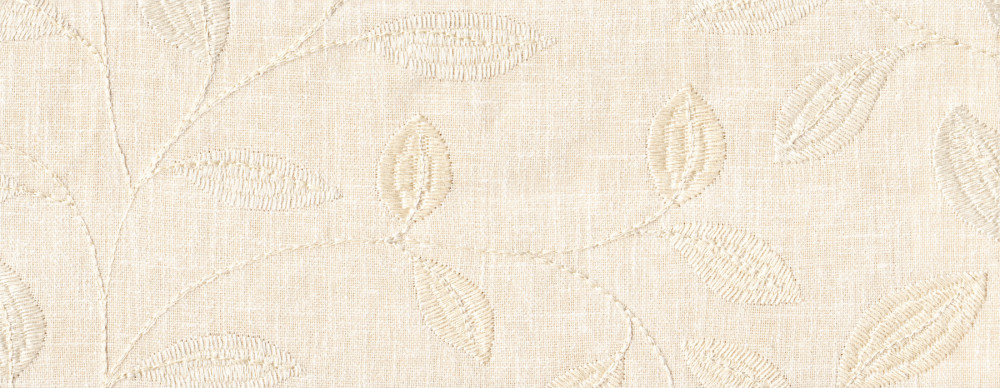 Портьерная ткань с вышивкой STICK веточки с листьями в бежевых тонах