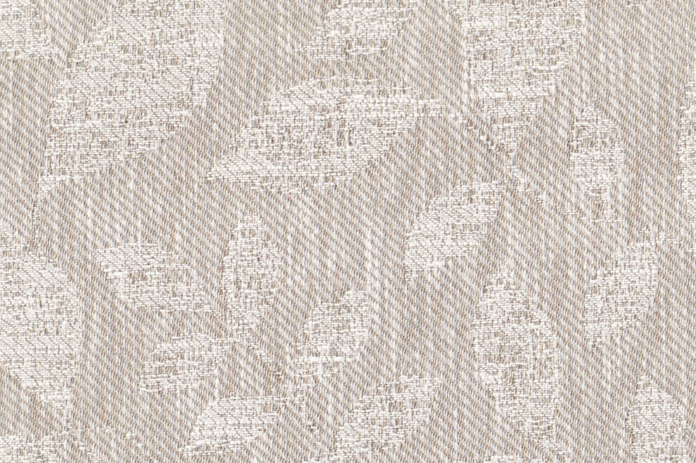 Портьерная ткань жаккард BOTANIC песочного цвета с выработкой листья