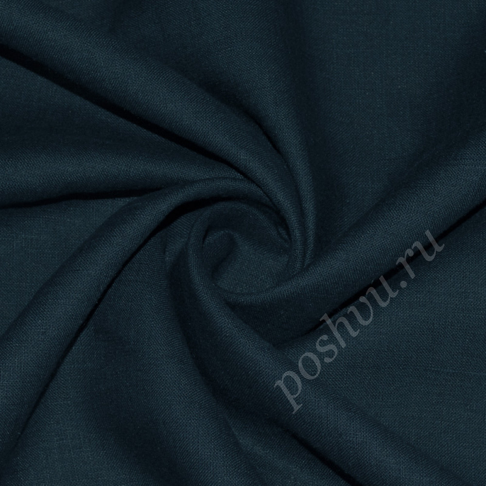 Льняная костюмная ткань "Kari" темно-синего цвета, 180 гр/м2