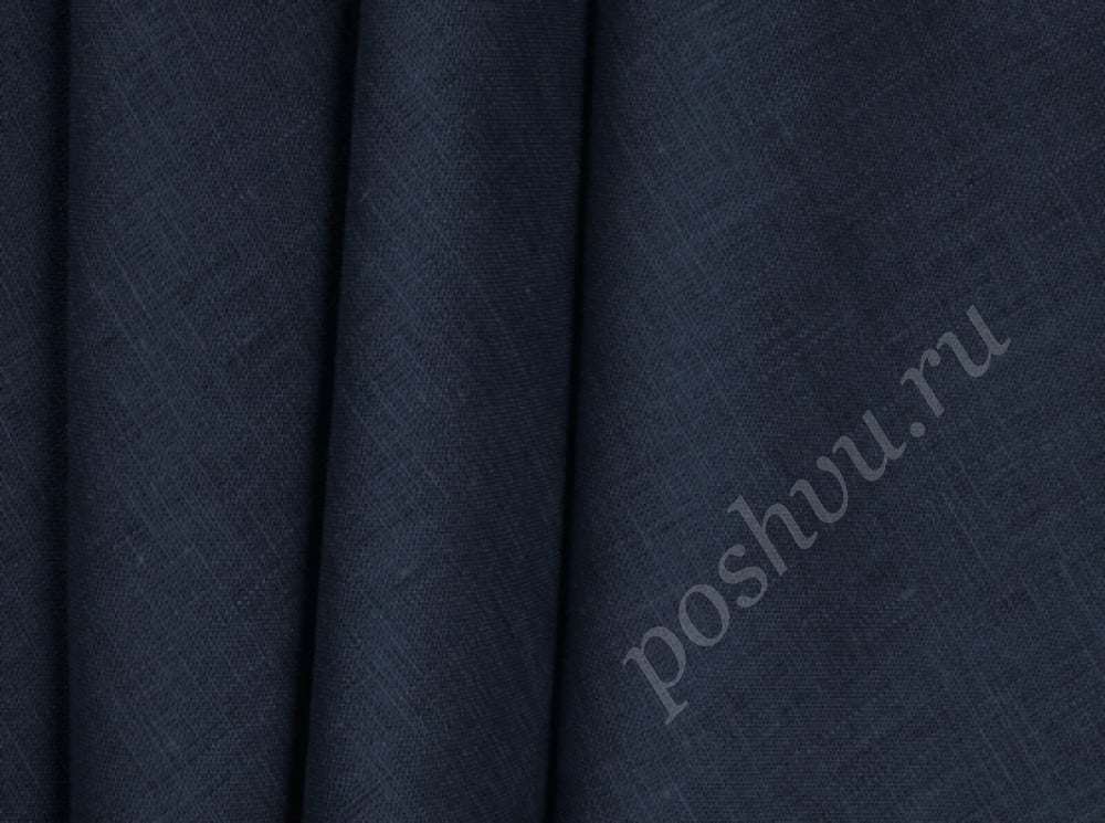 Льняная костюмная ткань "Kari" синего цвета, 180 гр/м2