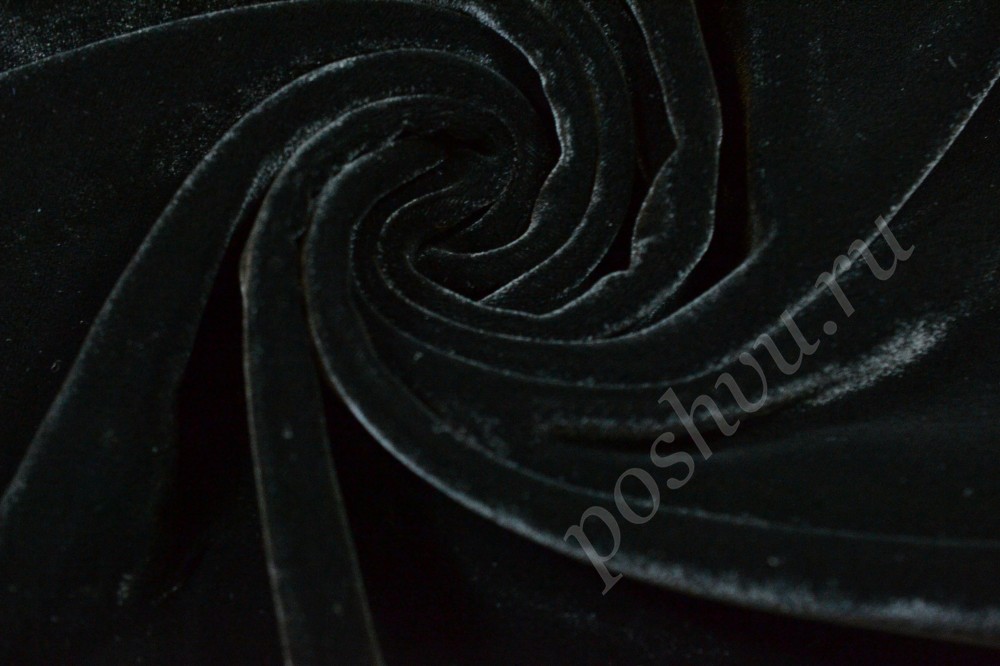 Ткань бархат классического черного оттенка