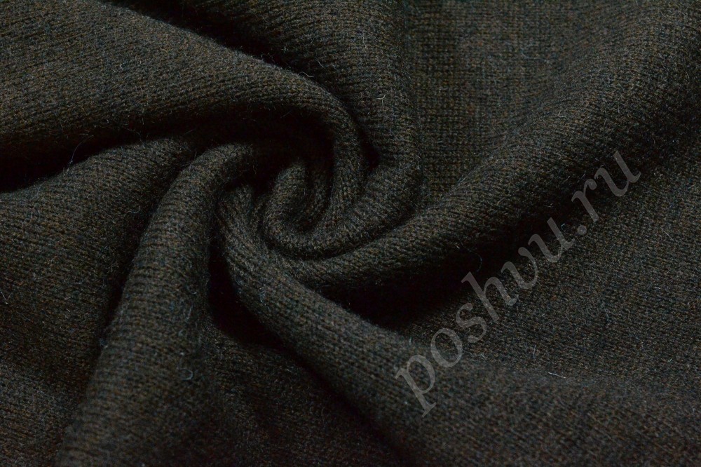 Ткань вязаный шерстяной трикотаж черно-синего оттенка