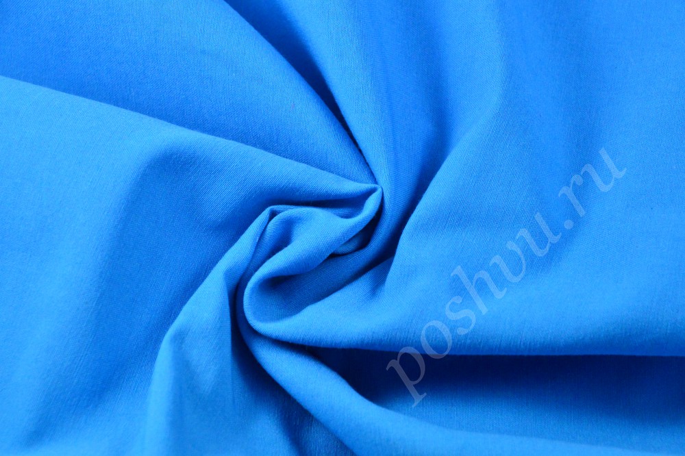 Однотонная хлопковая ткань синего цвета