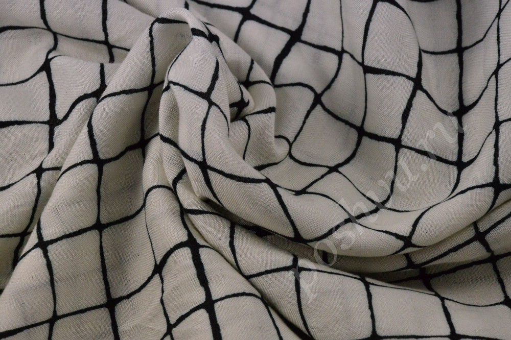 Ткань оригинальный штапель в чёрно-белой цветовой гамме