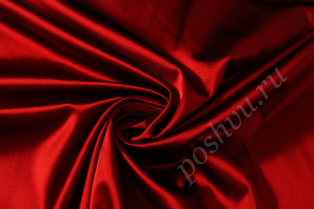 Ткань атлас костюмный красного оттенка