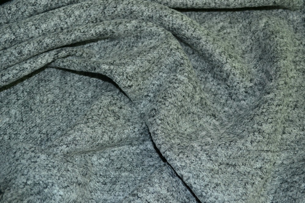 Пальтовая ткань букле серо-черного оттенка