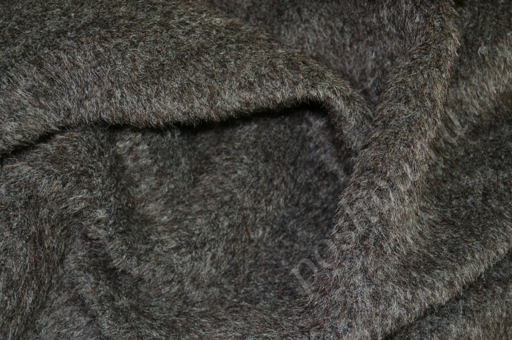 Ворсистая пальтовая ткань коричнево-серого оттенка
