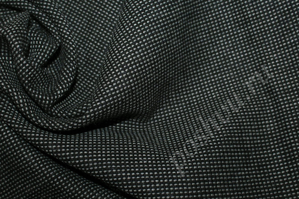 Ткань костюмная жаккард геометрия, цвет серо-черный
