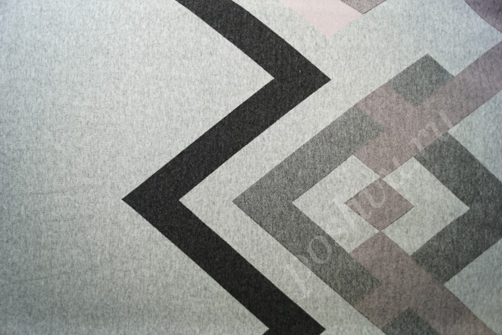 Трикотажная жаккардовая ткань серого цвета с геометрическим узором