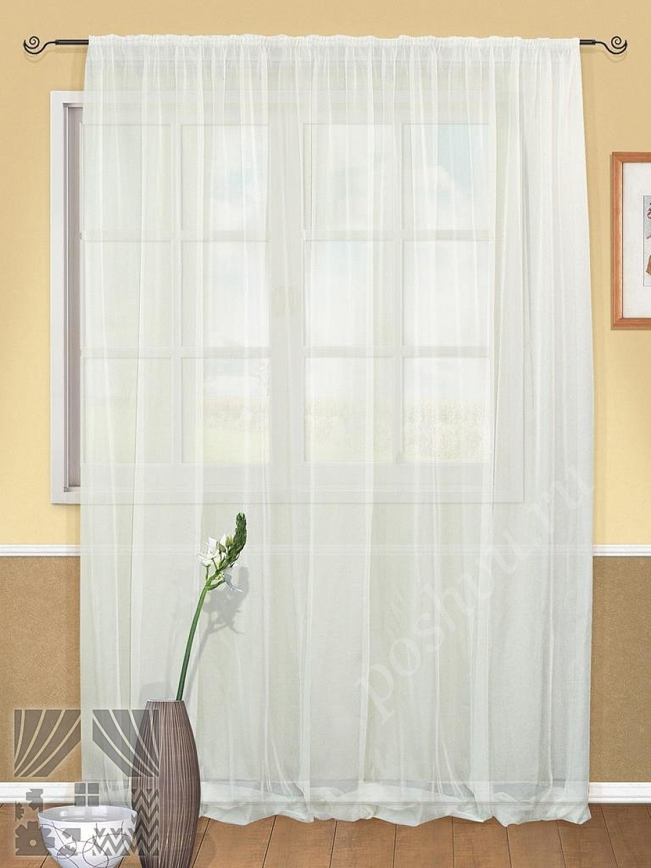 Воздушный вуалевый тюль белого цвета для гостиной или спальни