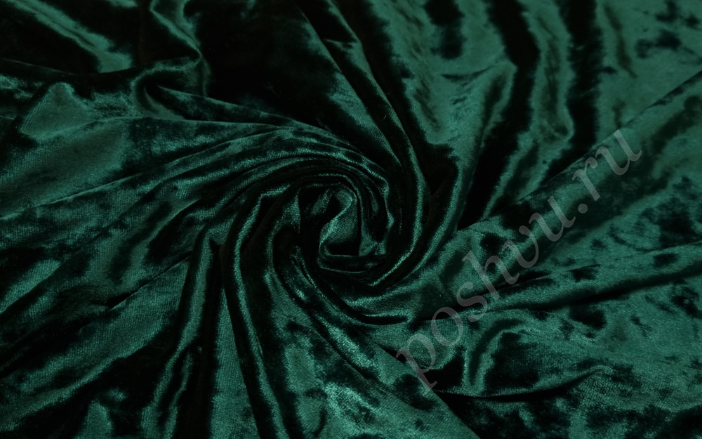 Бархат-стрейч мраморный, цвет зеленый, 240 гр/м2