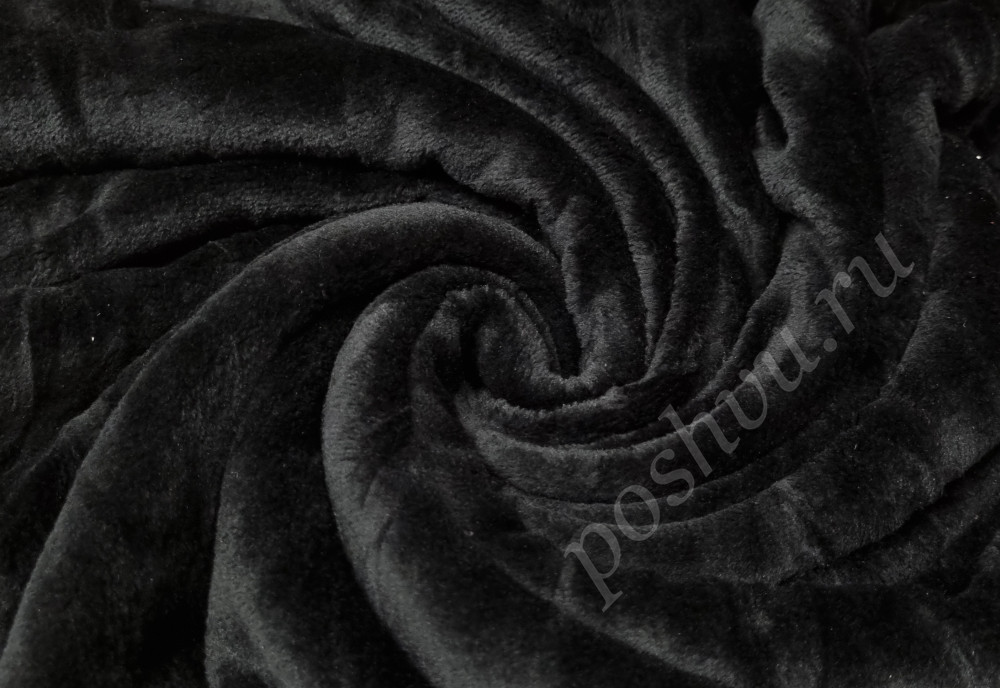 Экстрасофт однотонный, цвет черный, ш.205 см