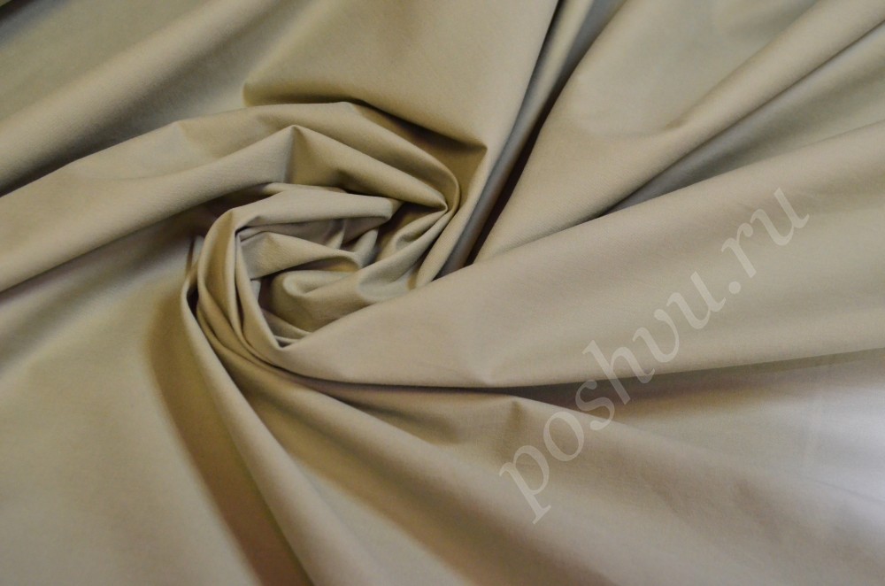 Ткань плательно-костюмный сатин бежево-серого оттенка
