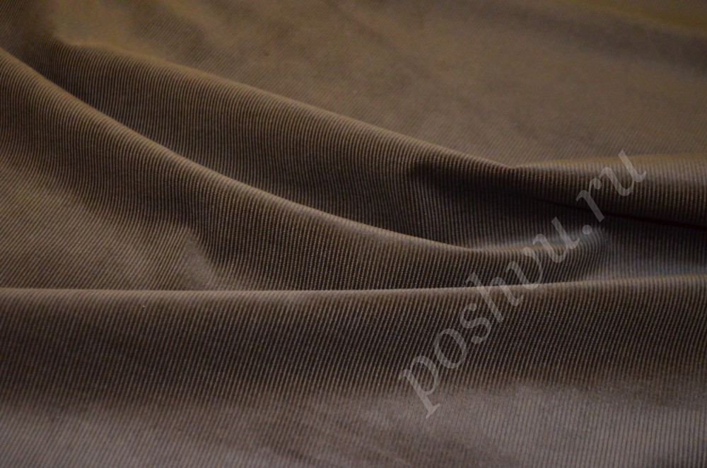 Ткань костюмно-плательный микровельвет коричневого оттенка