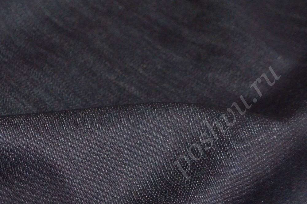Ткань плательно-костюмный джинс темно-синего оттенка