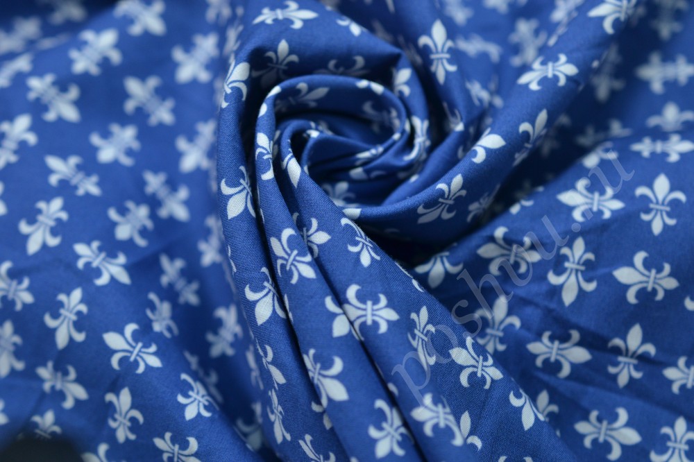 Ткань сорочка хлопковая небесно-синего цвета в голубой узор