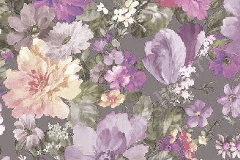 Велюр FELICIA с цветами в фиолетовых тонах