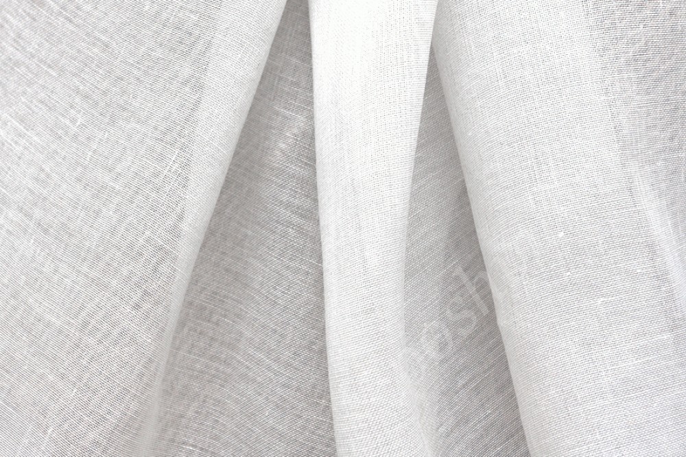 Декоративная льняная ткань редкого плетения, Белая