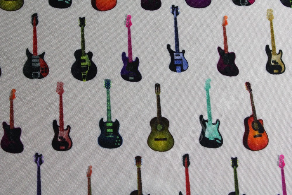 Ткань трикотаж в рисунок в виде гитар