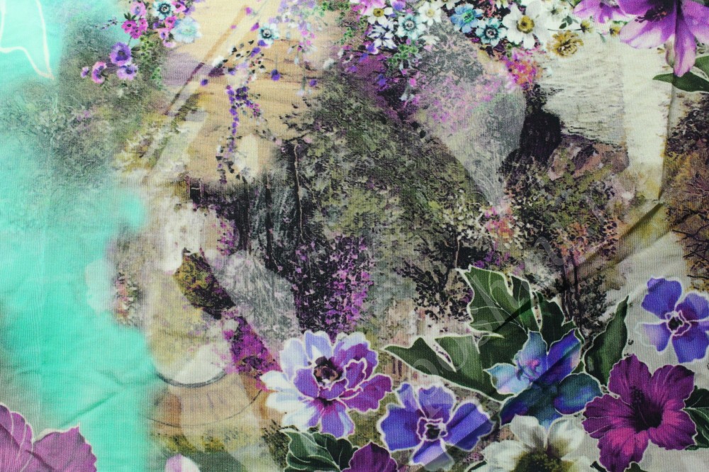 Ткань трикотаж в абстрактный цветочный рисунок