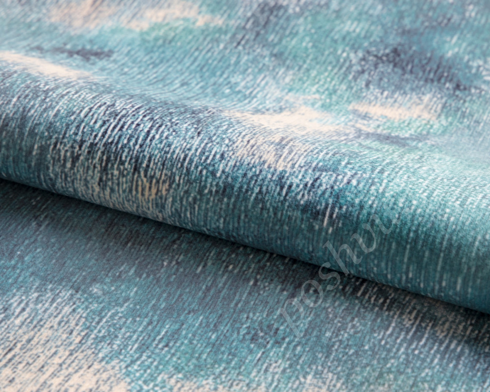 Мебельная ткань принт DELPHI бирюзового цвета